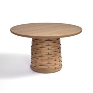 SHAIGON-2 Mesa de comedor diseño vintage 130 madera roble natural y pie central con volúmenes