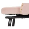 914061 Taburete alto giratorio diseño vintage HARBOR terciopelo rosa con tachuelas y patas de metal
