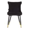 914063 Silla diseño Art Decó ASPEN tapizado capitoné terciopelo negro con tachuelas y patas de metal