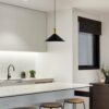 MD4640-BK Lámpara de techo diseño Art Decó 35 pantalla cónica metal negro con dorado