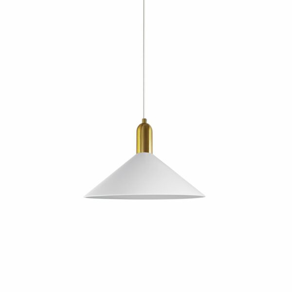 MD4640-WH Lámpara de techo diseño Art Decó 35 pantalla cónica metal blanco con dorado