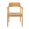 648003 Silla con reposabrazos diseño vintage madera de teka natural y asiento pandan