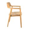 648003 Silla con reposabrazos diseño vintage madera de teka natural y asiento pandan