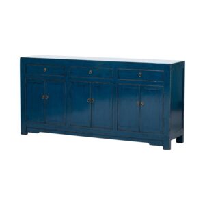 BE868 Aparador de gran tamaños diseño oriental 195 madera azul con desgastes