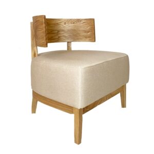 CHARLOTTE Butaca diseño moderno madera de fresno y asiento lino beige