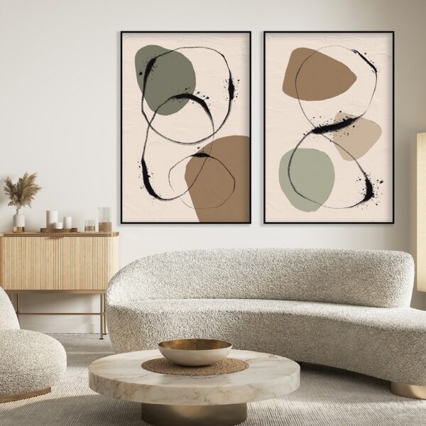 Conjunto de 2 cuadros de diseño abstracto a medida MINIMAL TERRACOTA 120