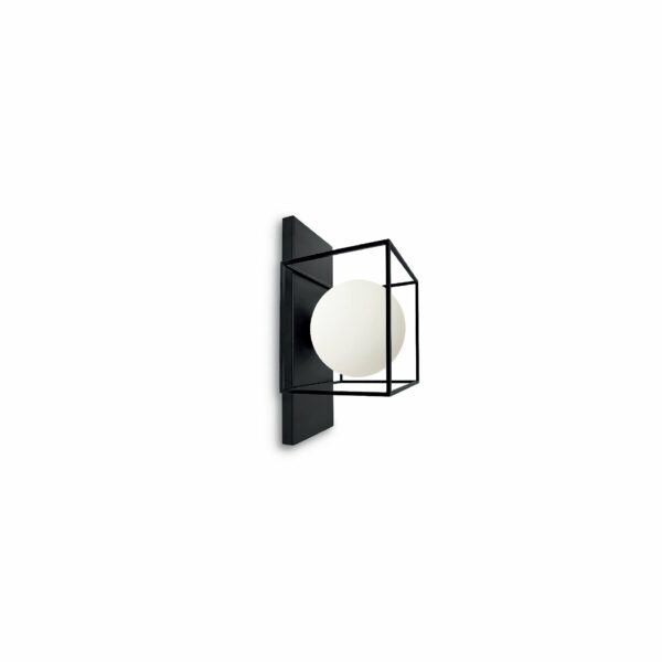 MB4032-BK Aplique lámpara de pared diseño moderno 34 metal negro y esfera cristal opal mate