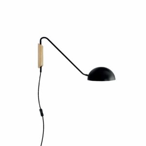 MB6155-BK Aplique lámpara de pared diseño moderno 54 metal negro con madera pantalla orientable