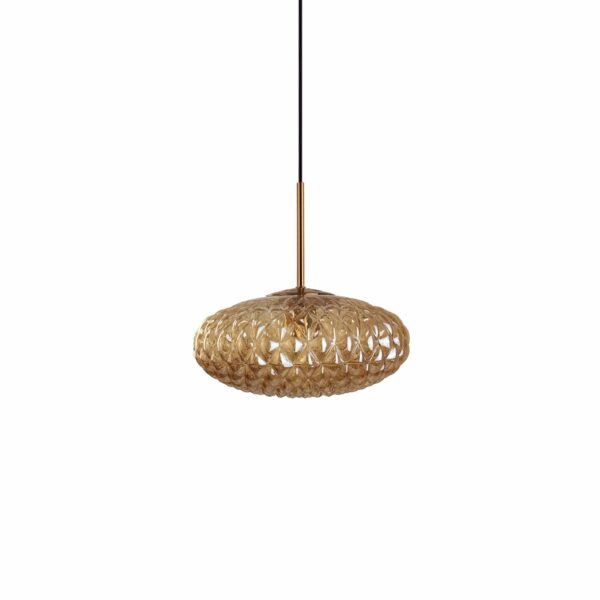 MD3230-AM Lámpara de techo diseño vintage 30 metal dorado y cristal ámbar