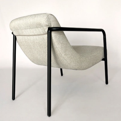 MENT Butaca de diseño moderno metal negro y tapizado beige