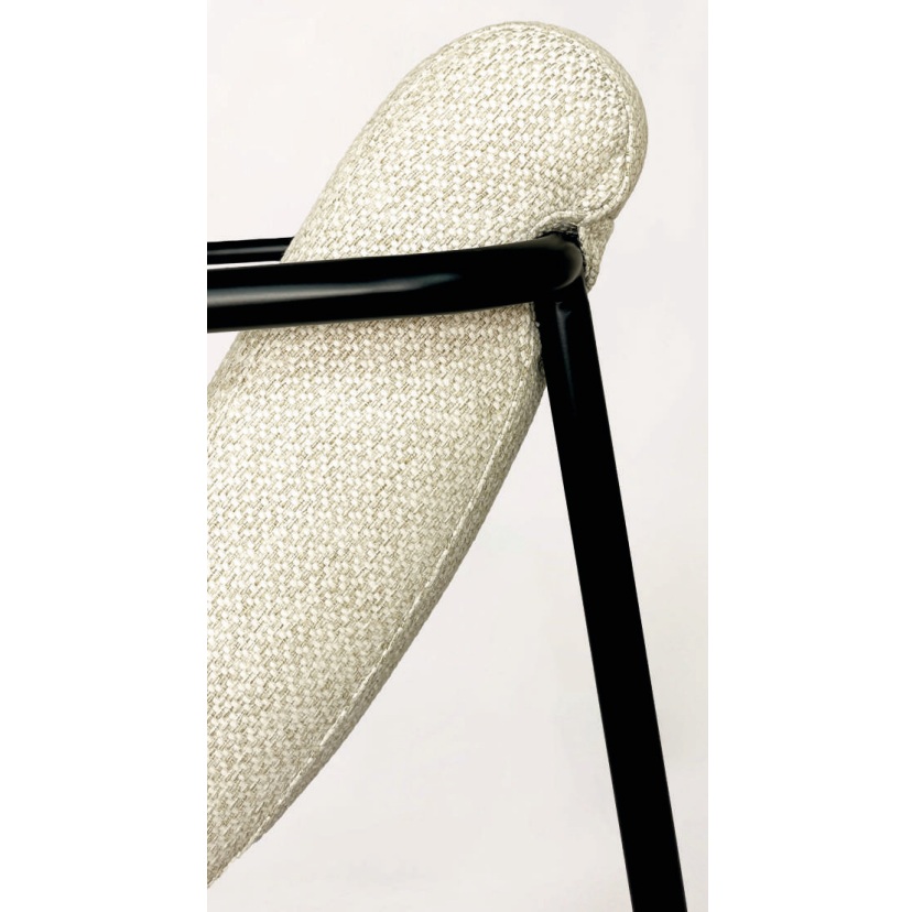 MENT Butaca de diseño moderno metal negro y tapizado beige