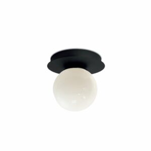 MX3226-BK Plafón de techo diseño vintage 20 metal negro y esfera cristal opal