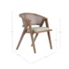 Sillón con reposabrazos de diseño vintage madera decapada, enea rejilla y lino beige