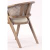 Sillón con reposabrazos de diseño vintage madera decapada, enea rejilla y lino beige