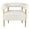 504031 Sillón butaca diseño nórdico vintage madera y tapizado bouclé blanco