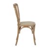 613831 Silla de diseño vintage madera acabado natural con asiento beige