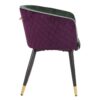 703135 Silla de diseño Art Decó terciopelo verde y morado con patas negro y dorado