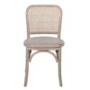 800107 Silla de diseño rústico vintage madera de abedul natural con ratán y asiento de lino