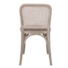 800107 Silla de diseño rústico vintage madera de abedul natural con ratán y asiento de lino