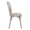 800108 Silla de diseño rústico vintage madera de abedul natural y asiento de lino