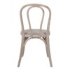 800108 Silla de diseño rústico vintage madera de abedul natural y asiento de lino