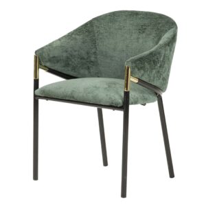 902061 Silla de diseño Art Decó terciopelo verde con metal negro y dorado