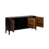 612966 Aparador diseño vintage 160 madera negro con puertas estriadas color natural