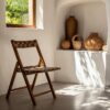 613248 Silla plegable de diseño vintage madera de teka y hojas de abacá