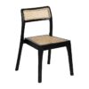 613251 Silla de diseño nórdico vintage madera de teka negro con ratán