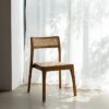 613251 Silla diseño nórdico vintage madera de teka natural con ratán