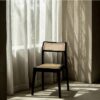 613252 Silla de diseño nórdico y vintage madera de teka negro con ratán