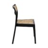 613252 Silla de diseño nórdico y vintage madera de teka negro con ratán