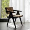 613256 Silla con reposabrazos de diseño vintage madera negro y pandano