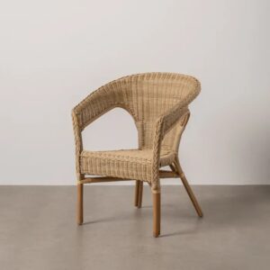 613347 Sillón o silla con reposabrazos diseño vintage ratán color miel