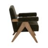 613615 Sillón butaca con reposabrazos de diseño nórdico madera y tapizado verde