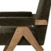 613615 Sillón butaca con reposabrazos de diseño nórdico madera y tapizado verde