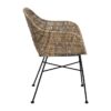 614056 Silla con reposabrazos diseño vintage hierro negro y fibras naturales