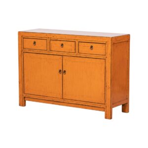 BF069 Aparador de diseño rústico oriental 120 madera de olmo naranja envejecido