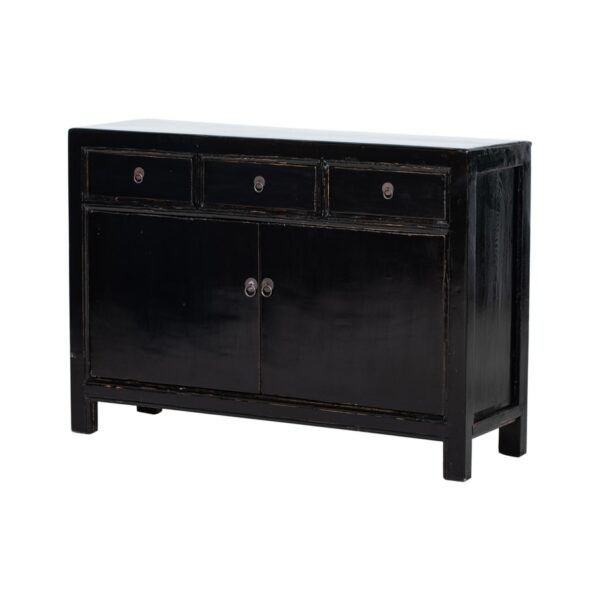 JN411 Aparador de diseño rústico oriental 128 madera antigua de álamo negro con desgastes