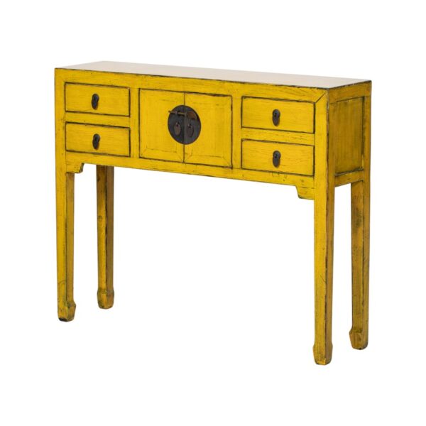 JN448 Consola de diseño oriental 100 madera de pino amarillo con desgastes