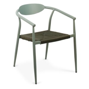 122090-VER Silla con reposabrazos diseño moderno FERROL aluminio verde y cuerda sintética