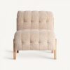 35602 Sillón butaca diseño moderno madera y tapizado beige tipo bouclé