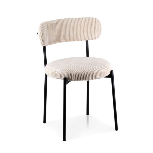 616400 Silla de diseño vintage KAIHO hierro negro y tapizado pana beige