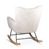 616500 Sillón mecedora diseño vintage KAIHO hierro con madera y tapizado pana beige