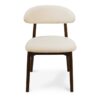 950562-CAF Silla de diseño vintage NORA madera olmo oscuro y tapizado bouclé blanco