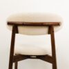 950562-CAF Silla de diseño vintage NORA madera olmo oscuro y tapizado bouclé blanco