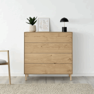 Cómoda de diseño nórdico minimalista COLONIA ROBLE 96 patas altas diferentes acabados