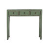 JN443 Consola de diseño oriental 108 madera antigua de olmo verde con desgastes