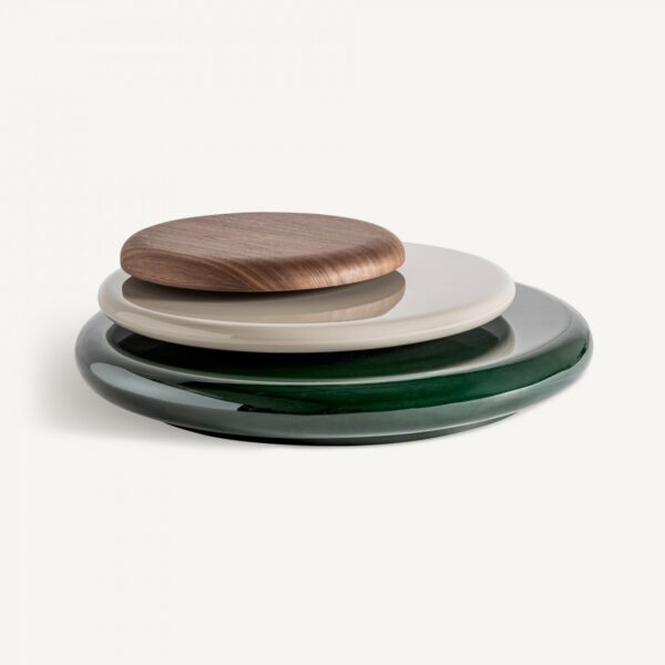 36015 Mesa de centro extensible de diseño moderno HROB 140 color madera, verde y blanco
