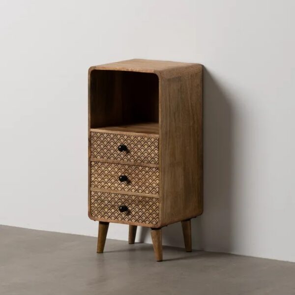 613011 Mesita de noche diseño rústico vintage 29 madera de mango cajones decorados